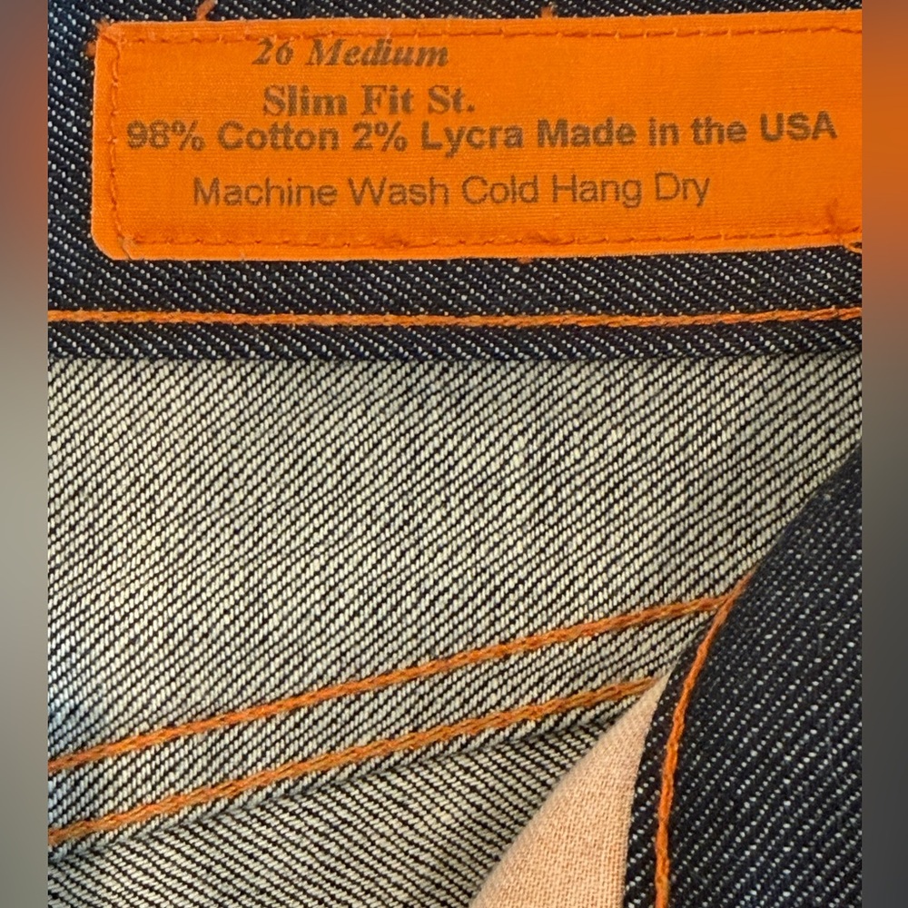 Rare! JEAN Shop Raw Denim Jeans Selvedge Edge -USA-NWOT. Slim Fit Straight 26 M. - Picture 15 of 16